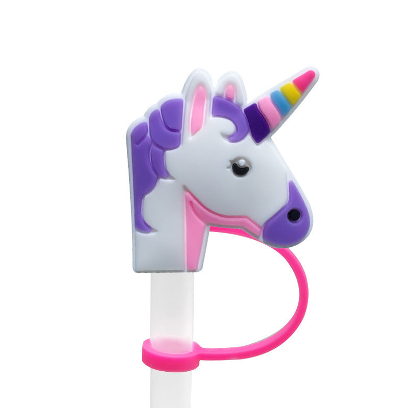 Wholesale 20PCS PVC Cute Unicorn Straw Tube Cap